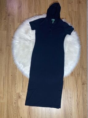 Lauren Ralph Lauren S Navy Hooded Maxi Polo Dress